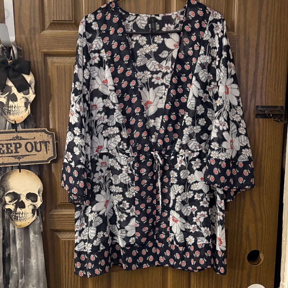 Lane Bryant Chiffon Floral Kimono
